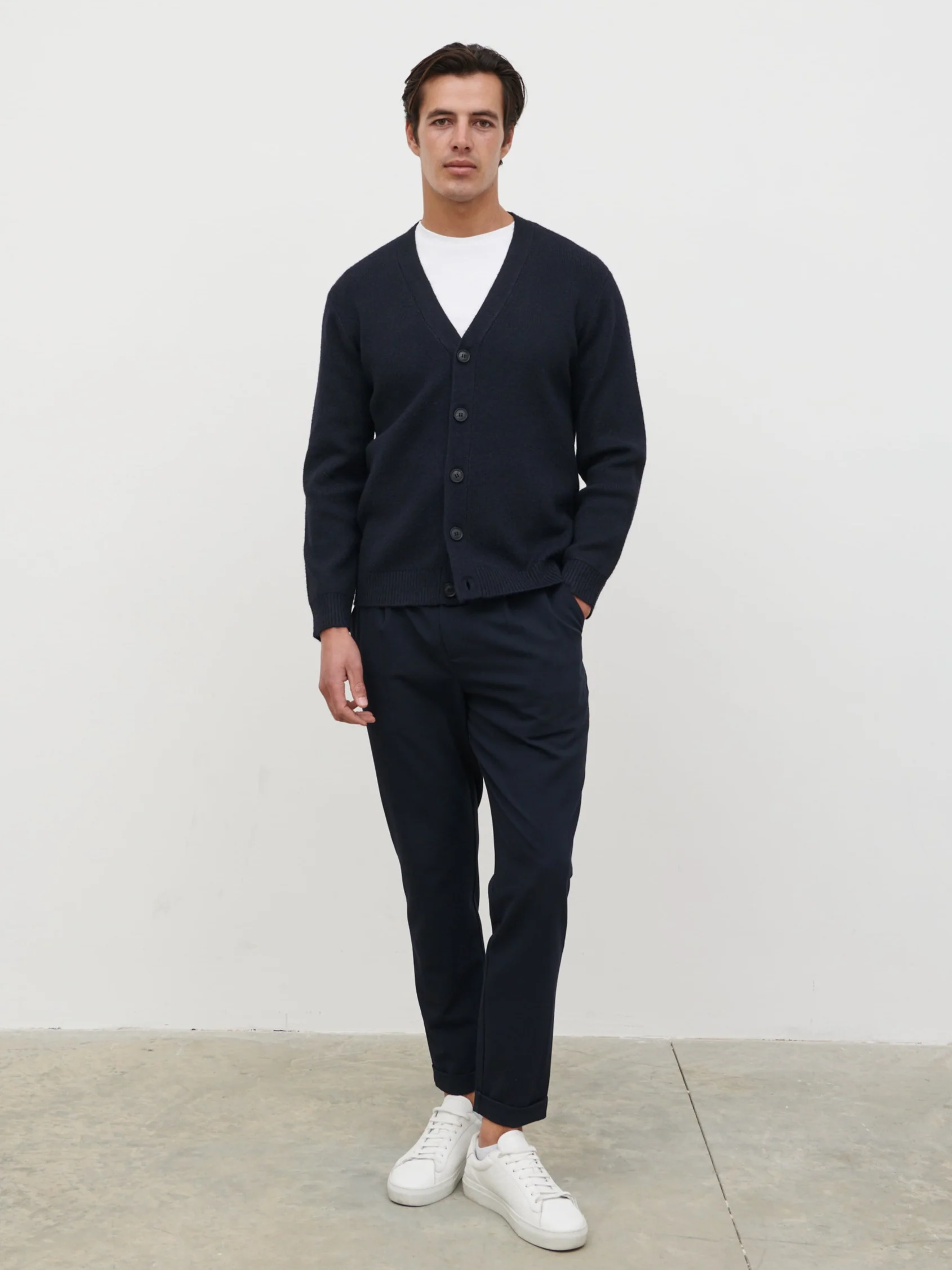 Louis Button Down Cardigan - Navy