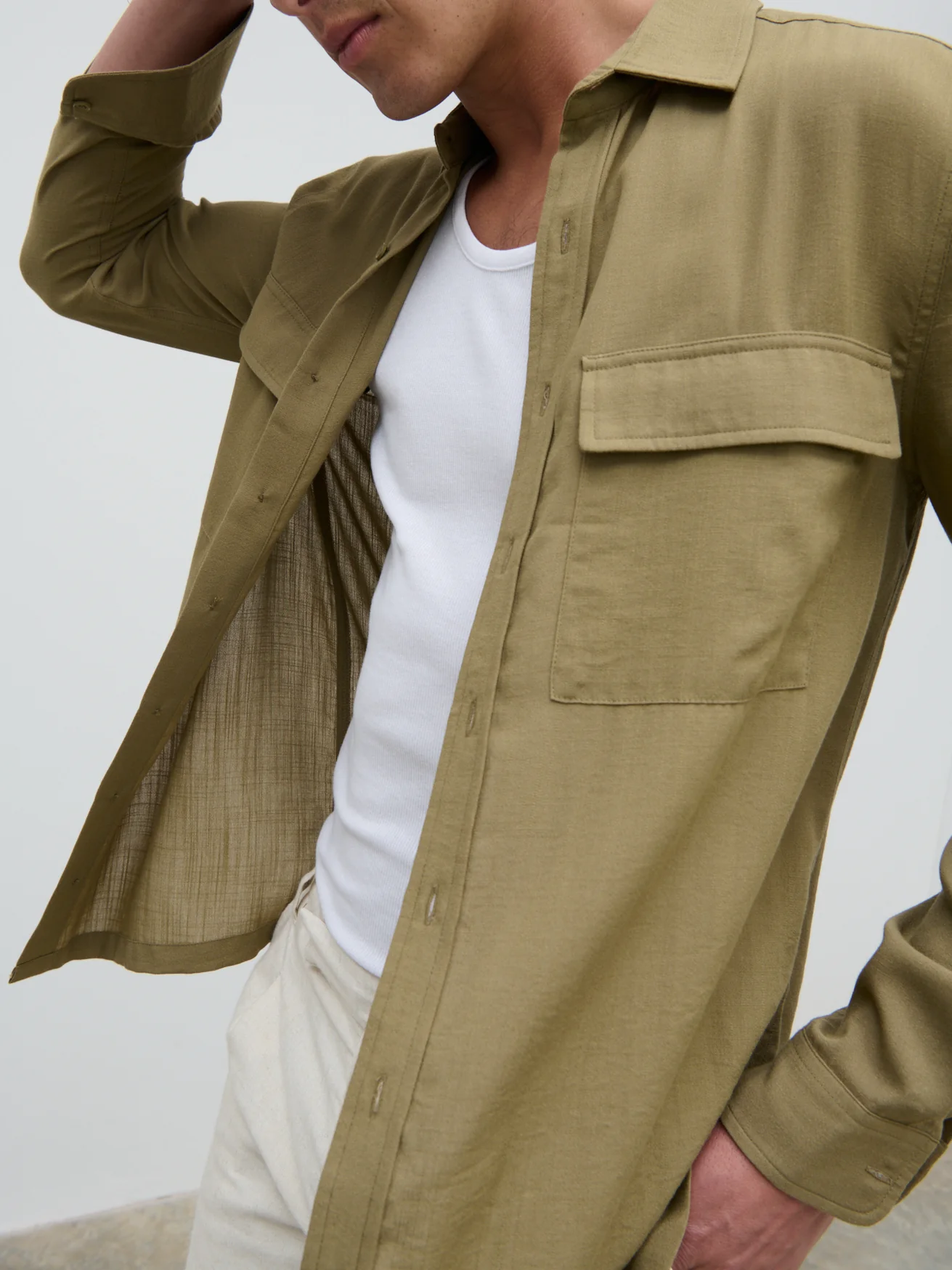 Milo Pocket Long Sleeve Shirt - Dark Olive - Image 2
