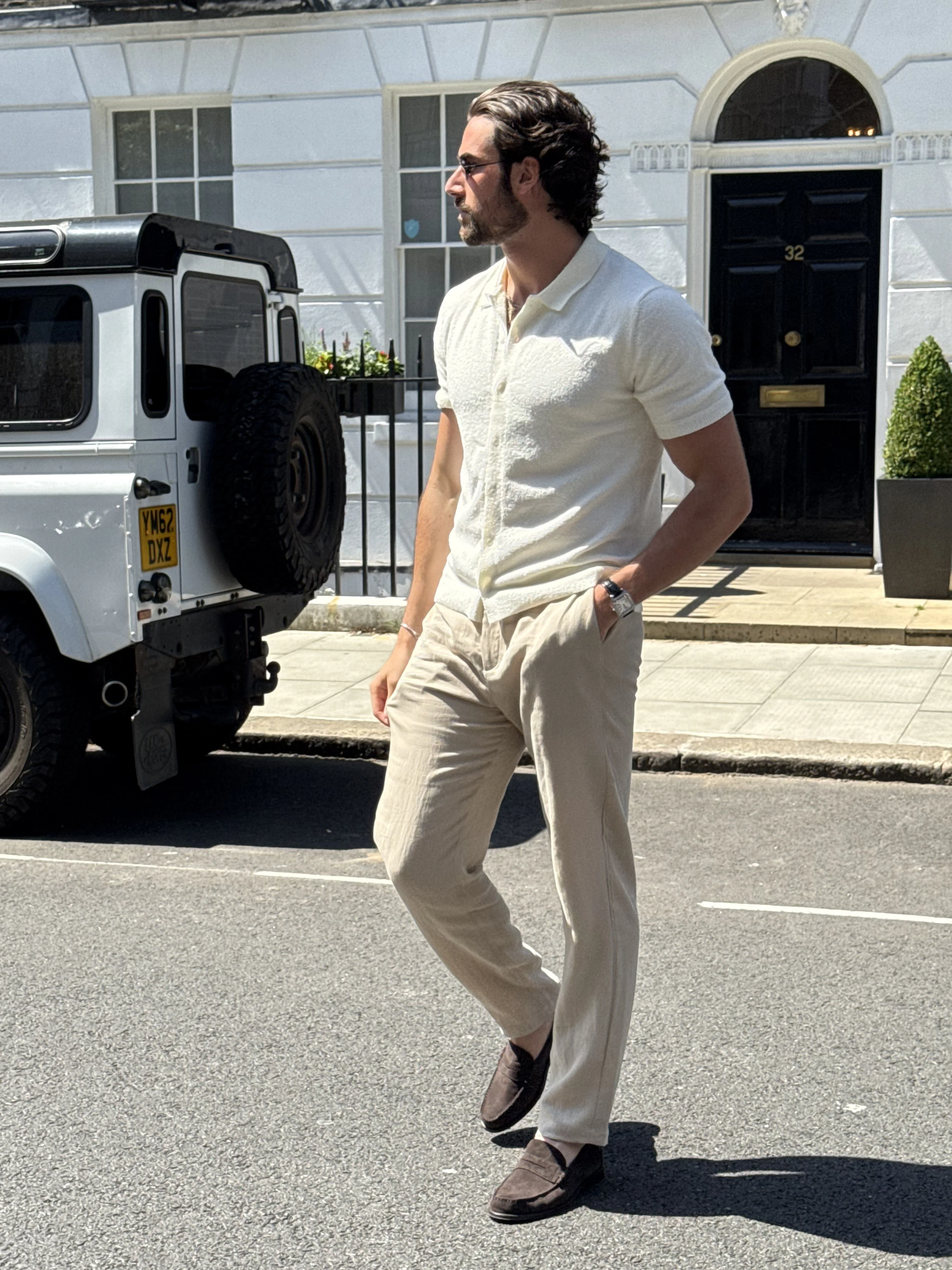 Warner Button Down Short Sleeve Knit Shirt - Cream